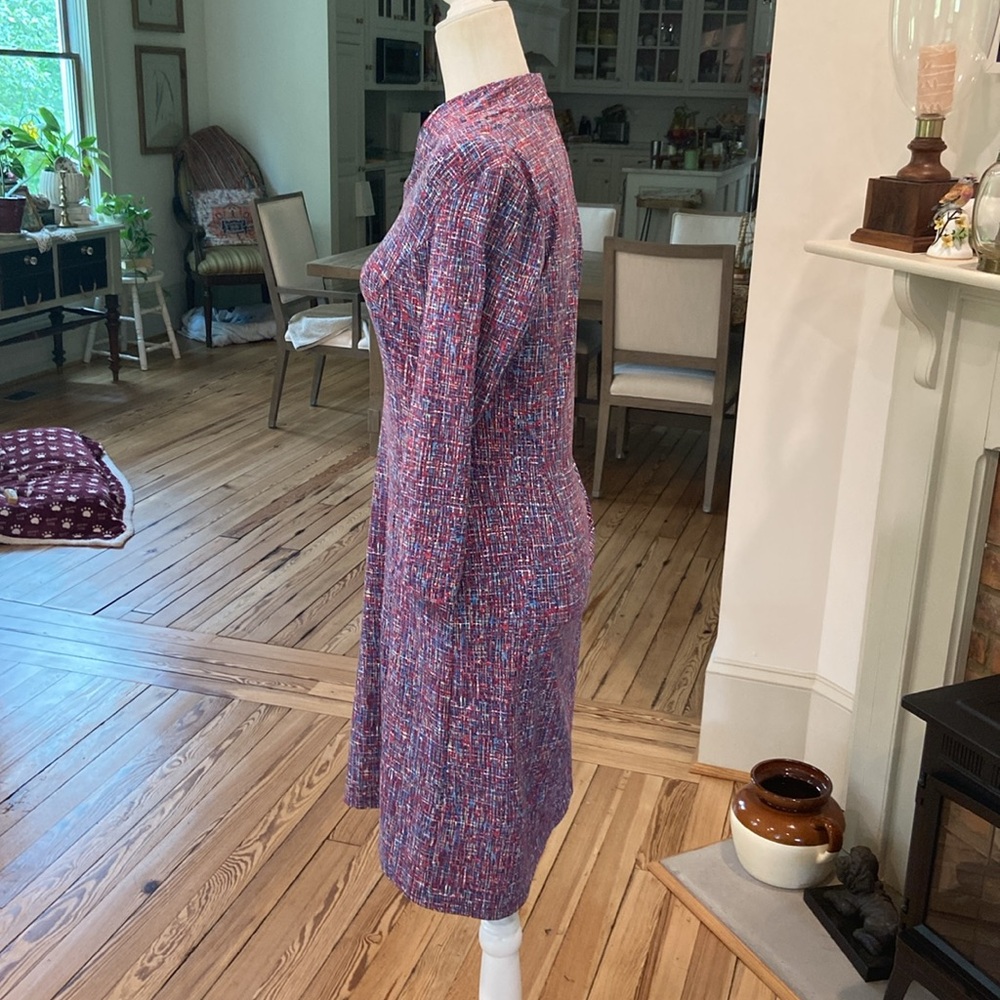 J. McLaughlin Purple Sheath Dress with Cowl Neck and 3/4 Sleeves size S - Picture 3 of 7